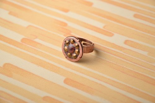 Handmade copper ring with enamel - MADEheart.com