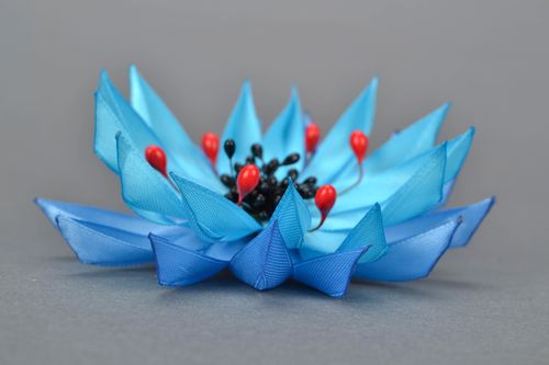 Handmade textile brooch Blue Lotos - MADEheart.com
