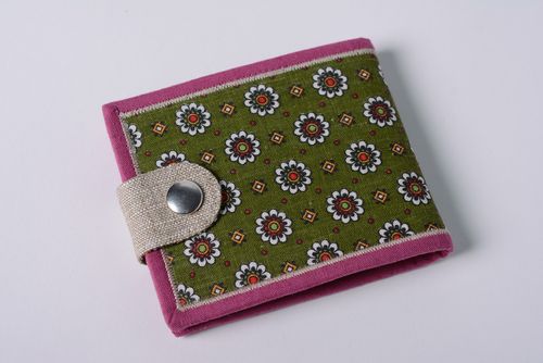 Homemade textile womens wallet with button - MADEheart.com