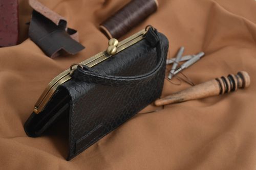 Beautiful handmade leather clutch bag designer handbag leather goods for girls - MADEheart.com