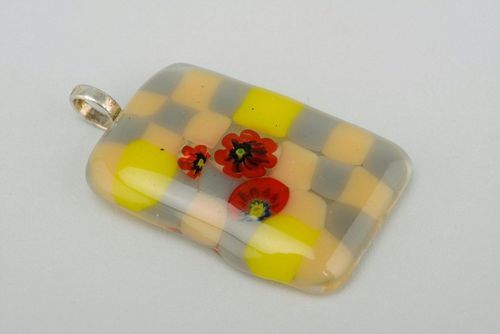 Fused glass pendant Poppies - MADEheart.com