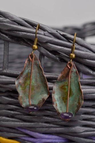 Handmade accessory copper earrings designer earrings unusual gift ideas - MADEheart.com