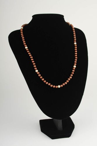 Handmade feminine beaded necklace unusual stylish necklace elegant jewelry - MADEheart.com