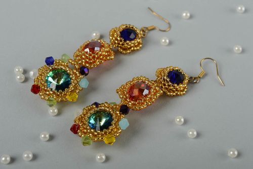 Boucles doreilles vertes Bijou fait main rivoli Accessoire femme design - MADEheart.com
