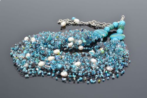 Pulseira e colar com pérolas de água doce e turquesa - MADEheart.com