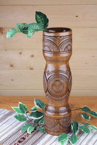 Vaso alto de madeira artesanal decorativo  - MADEheart.com