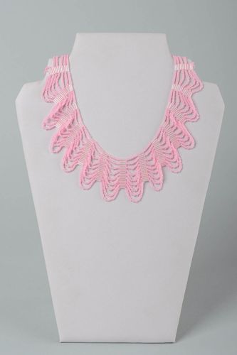 Handmade necklace openwork pink necklace evening necklace fashion accessories - MADEheart.com