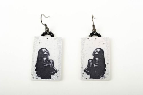 Boucles doreilles rectangulaires Bijou fait main pâte polymère Cadeau femme - MADEheart.com