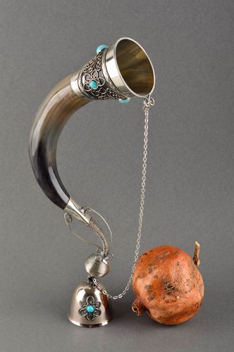 Beautiful handmade drinking horn unusual wine glass 300 ml shot glass 50 ml - MADEheart.com