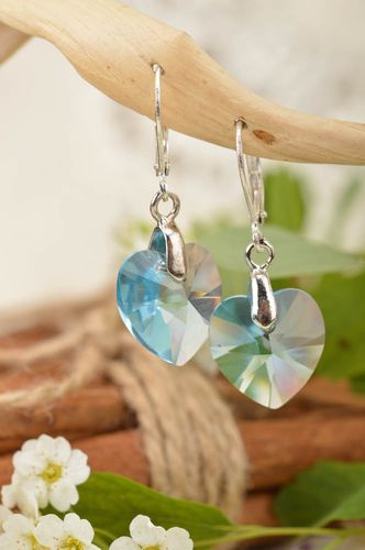 Handmade earrings Australian crystal jewelry heart-shaped accessory - MADEheart.com