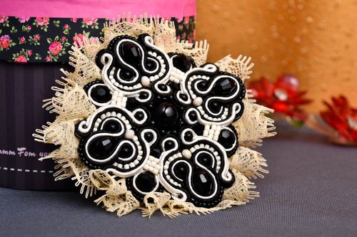 Handmade soutache brooch embroidered brooch handmade jewelry stylish accessories - MADEheart.com