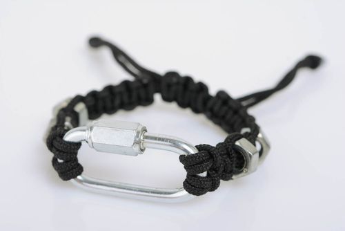 Macrame bracelet made of polyester cord and screw nuts handmade accessory - MADEheart.com