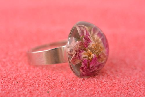 Handmade female ring massive ring with flower designer botanical jewelry - MADEheart.com