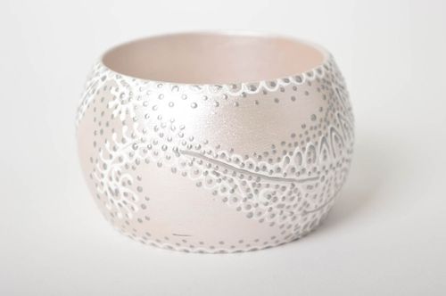Handmade wide wrist bracelet grey designer bracelet cute present for women - MADEheart.com