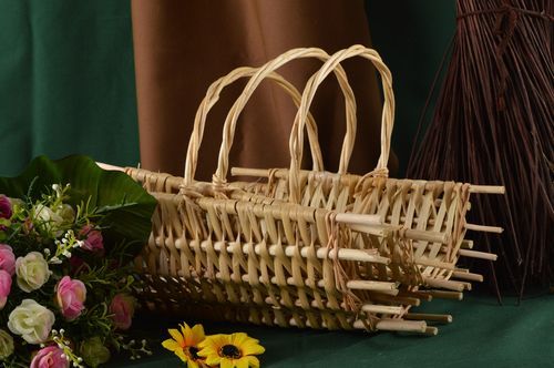 Handmade beautiful decorative baskets 3 stylish woven baskets present for women - MADEheart.com