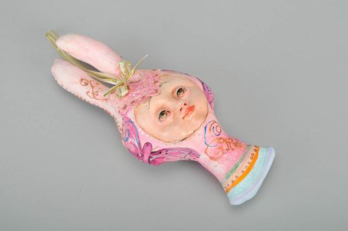 Авторская елочная игрушка Розовый зайка - MADEheart.com
