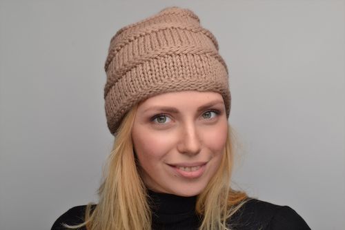 Damen Mütze aus Wolle in Beige  - MADEheart.com