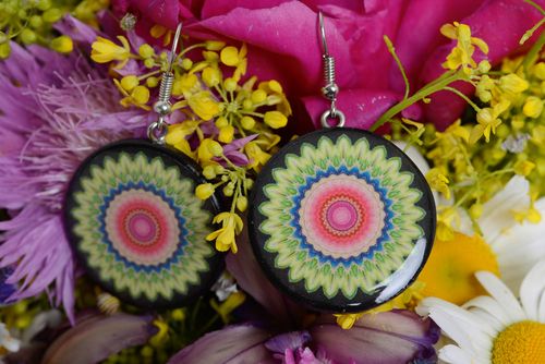 Earrings made of polymer clay decoupage technique handmade colorful jewelry - MADEheart.com