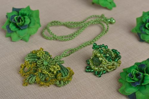 Colgante hecho a mano con anillo accesorios de moda conjunto de bisutería fina - MADEheart.com