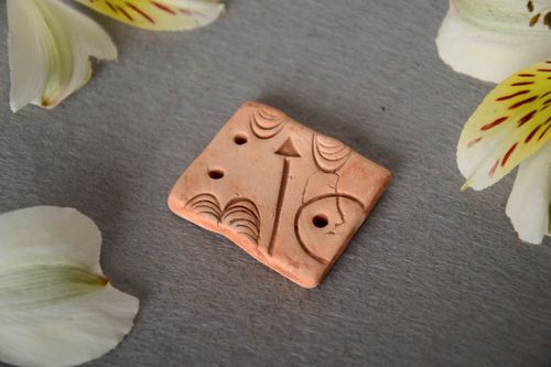 Handmade designer ceramic blank pendant for creative work DIY jewelry unisex - MADEheart.com