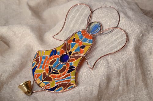 Handmade colorful stained glass wall hanging angel designer home decoration - MADEheart.com