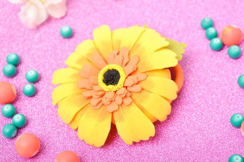 Handmade flower hair tie unusual bright hair tie stylish accessory gift - MADEheart.com