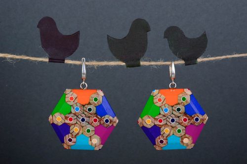 Handmade lange Schmuck Ohrringe Designer Schmuck aus Stiften Frauen Accessoire  - MADEheart.com