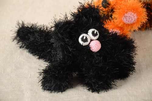 Muñeco de tela hecho a mano gato tejido peluche original juguete para niños - MADEheart.com