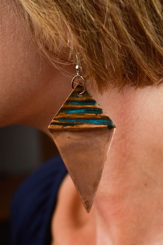 Pendientes hechos a mano de cobre natural bisutería fina regalo original - MADEheart.com