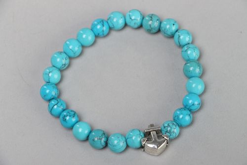 Bracelet fait main de turquoise naturelle avec pendeloque accessoire pour femme - MADEheart.com