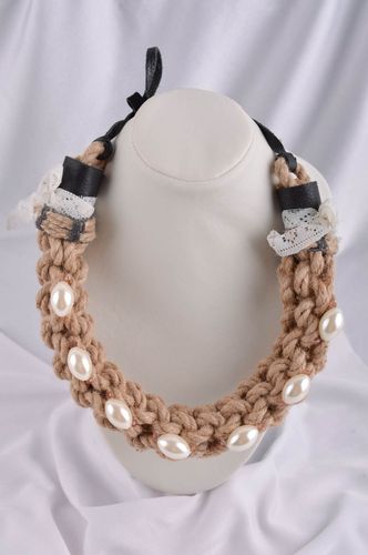 Exklusiver Schmuck handmade Halskette Frauen Modeschmuck Kette in Braun schön  - MADEheart.com