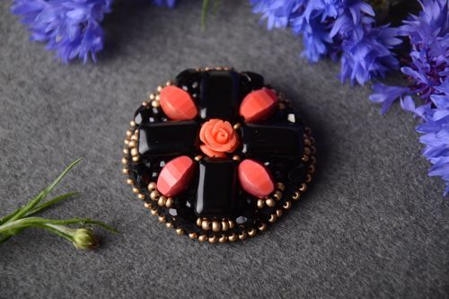 Beautiful handmade beaded brooch jewelry pendant necklace beautiful jewellery - MADEheart.com