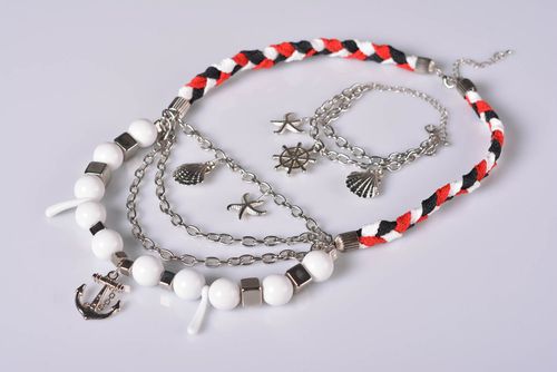 Parure collier bracelet Bijoux faits main style marin originaux Cadeau femme - MADEheart.com