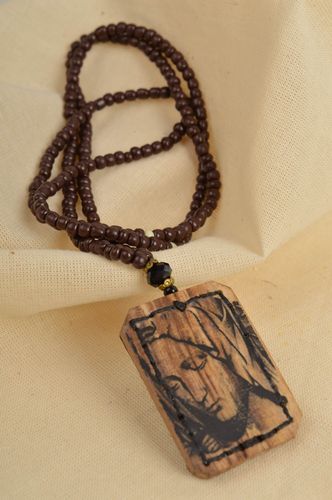 Handmade elegant cute pendant unusual wooden pendant elegant beaded pendant - MADEheart.com