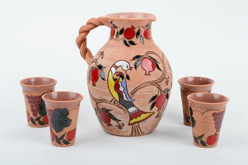 Geschirr Set handmade Keramik Geschirr Krug aus Ton Keramik Becher mit Bemalung - MADEheart.com