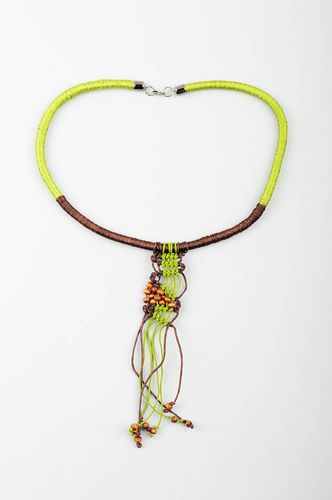 Unusual handmade macrame necklace woven textile necklace trendy jewelry - MADEheart.com