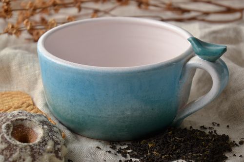 Grande tasse en argile peinte démail  - MADEheart.com