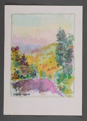 Gemälde mit Aquarellfarbe Karpaten - MADEheart.com