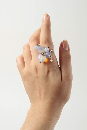Женское кольцо ручной работы серебряное кольцо с опалитом серебряное украшение - MADEheart.com