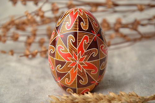 Oeuf de Pâques peint de colorants daniline fait main décoratif ethnique - MADEheart.com
