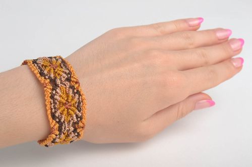 Модный браслет ручной работы браслет из ниток широкий плетеный браслет желтый - MADEheart.com