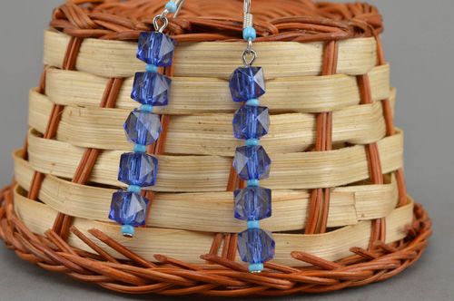 Long handmade earrings beautiful beaded jewelry stylish designer accessories - MADEheart.com