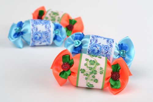 Set of beautiful handmade designer textile hair ties 4 pieces for children - MADEheart.com