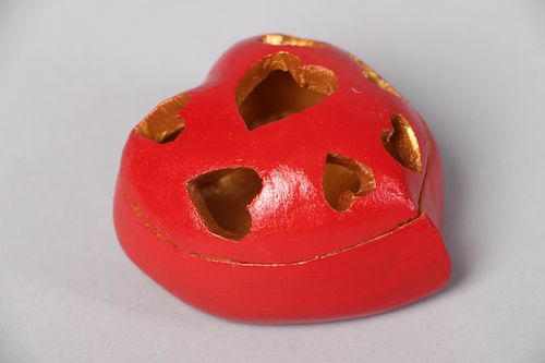 Portagioielli in ceramica fatto a mano scrigno cuore elemento decorativo - MADEheart.com