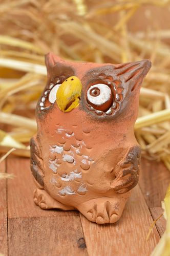 Figurine oiseau faite main Statuette déco chouette en céramique Petit cadeau - MADEheart.com