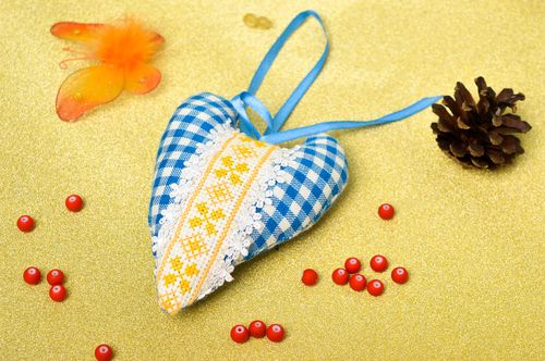 Handmade Stoff Herz Dekoration Wohnzimmer Wand Deko Deko Hänger kariert - MADEheart.com