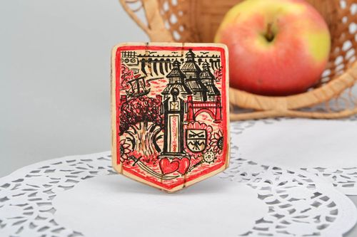 Imã na geladeira de madeira artesanal Paisagem do outono - MADEheart.com