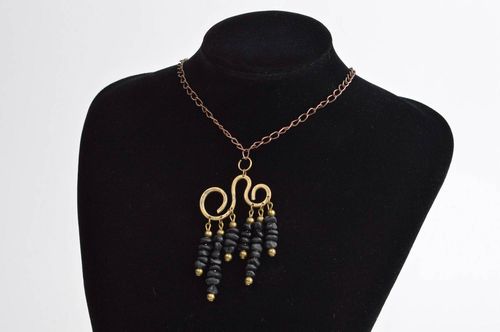 Pendant brass pendant handmade brass accessories metal jewelry bijouterie stone - MADEheart.com