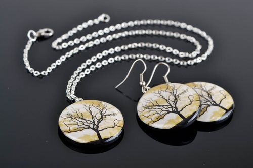 Lot de Bijoux faits main ronds Pendentif et boucles doreilles Cadeau femme - MADEheart.com