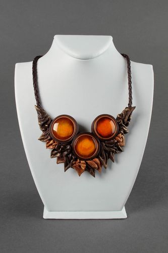 Leather necklace handmade gift jewelry made of horn amber design necklace  - MADEheart.com
